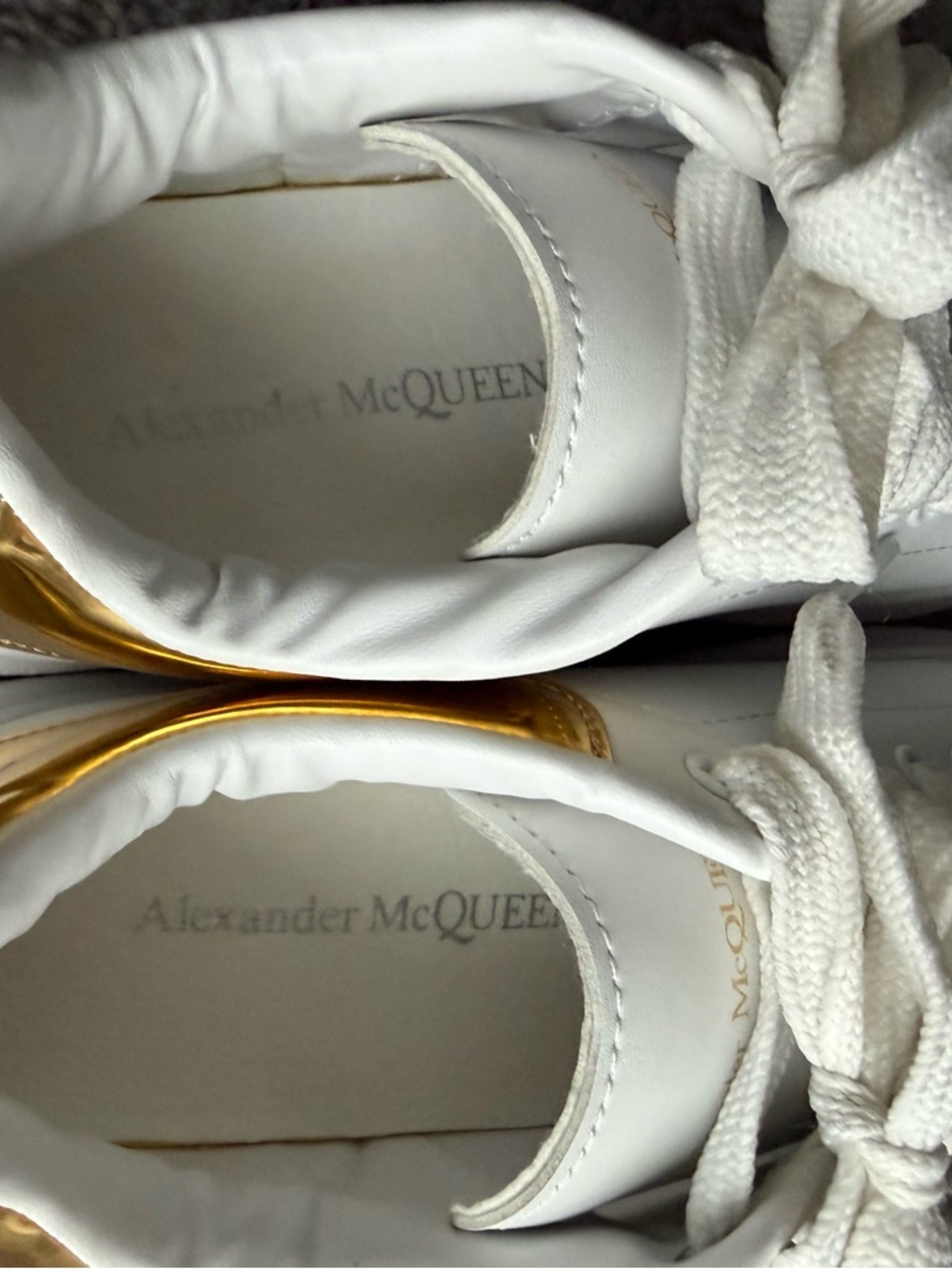 Alexander McQueen White Platform Sneakers with Gold Heel - Picture 7 of 7
